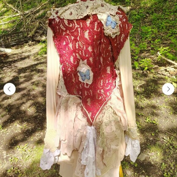 Gypsy Jade boho Bohemian Shabby Chic Ruffle Lace Cardigan Duster Fairy upcycle - Picture 1 of 11